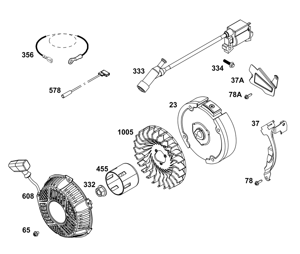 Flywheel, Ignition, And Starter Group Diagram and Parts List for 106232-0269-H5 100000 - 19Z999 Briggs and Stratton Engine